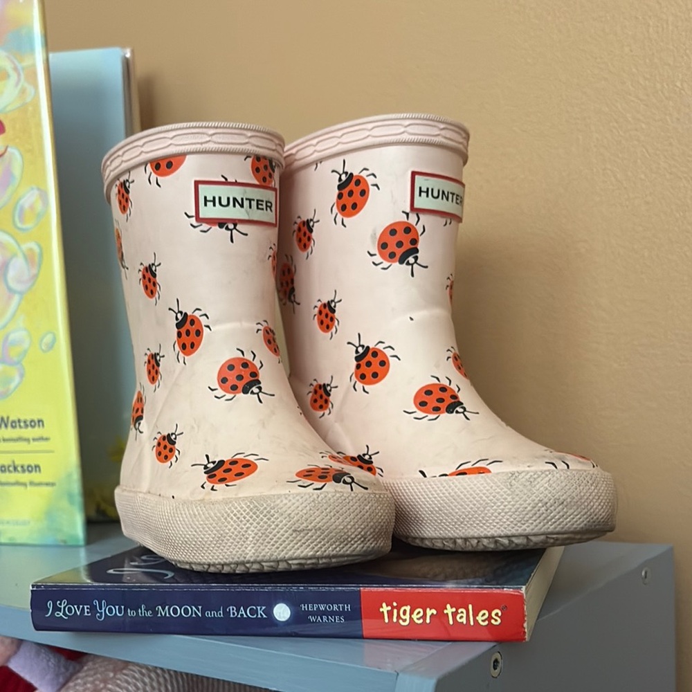 Hunter Kids Ladybug Rain Boots - Pink and Red